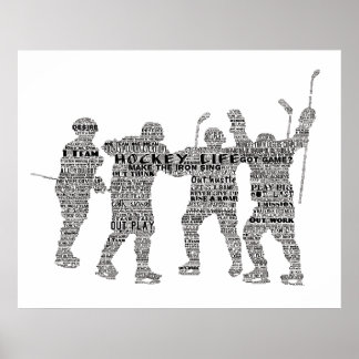 Hockey Player team tränar Motivational Ord Art Pos Poster