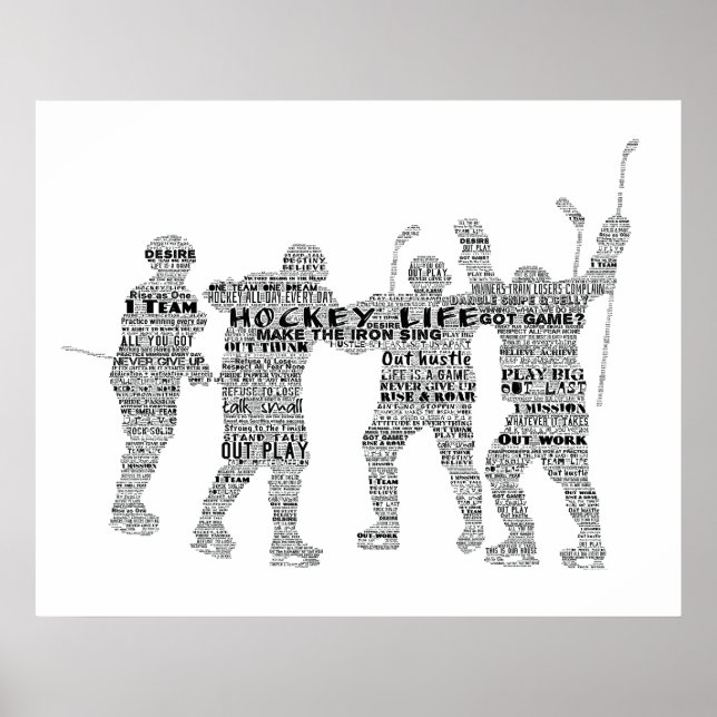 Hockey Player team tränar Motivational Ord Art Pos Poster (Framsidan)