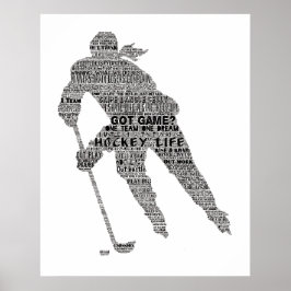 Hockey Player team tränar Motivational Ord Art Pos Poster
