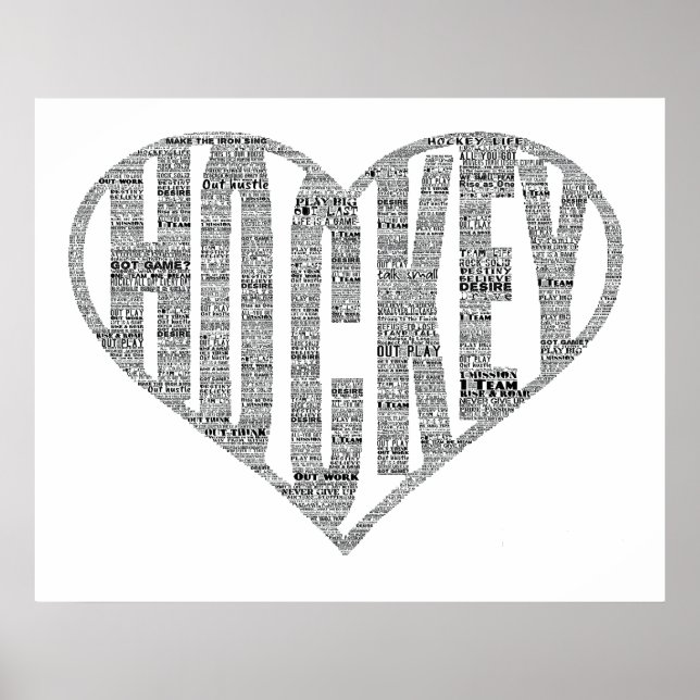 Hockey Player team tränare Motivational Ord Art Poster (Framsidan)