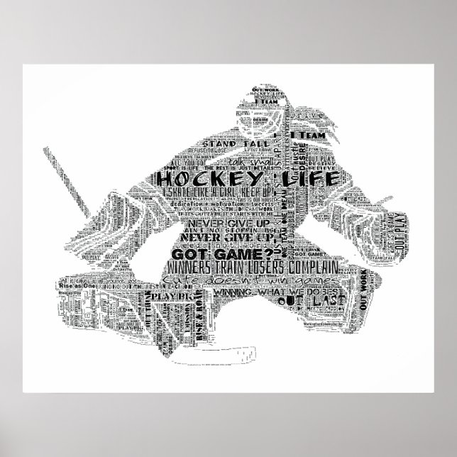 Hockey Player team tränare Motivational Ord Art Poster (Framsidan)