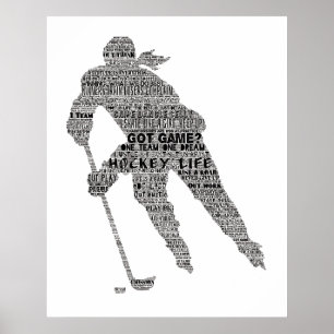 Hockey Player team tränare Motivational Ord Art Poster