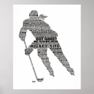 Hockey Player team tränare Motivational Ord Art Poster