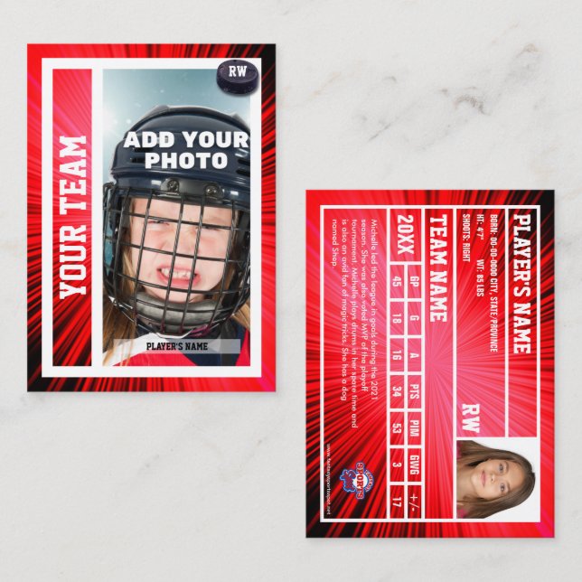 Hockey Player Trading Card Souvenir | Sangria Rays (Fram/baksida)