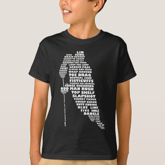 Hockey Player Typography Children's T-Shirt (Framsida)