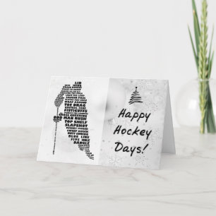 Hockey Player Typography-julkort Helgkort