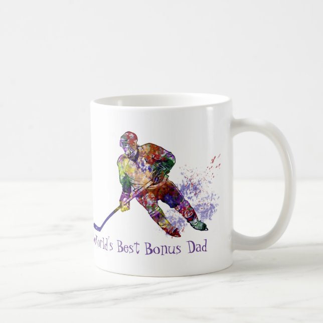 Hockey Player World's Best Bonus Pappa Quote Kaffemugg (Höger)
