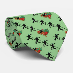 Hockey Players Pulling Santa's Sleigh Neck Tie Slips