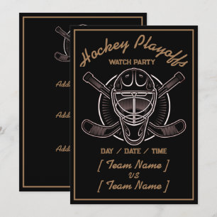 Hockey Playoffs Black and Guld Inbjudningar