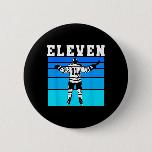 Hockey Pojke 11-årsdag Elva Ishockey Födelsedag Knapp