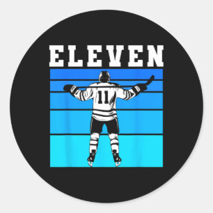 Hockey Pojke 11-årsdag Elva Ishockey Födelsedag Runt Klistermärke