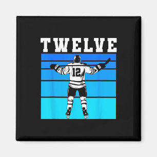 Hockey Pojke 12-årsdag Tolv Ishockey Födelsedag Magnet