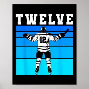 Hockey Pojke 12-årsdag Tolv Ishockey Födelsedag Poster