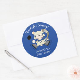 Hockey Polar Bear Baby Shower Favor Stickers Runt Klistermärke