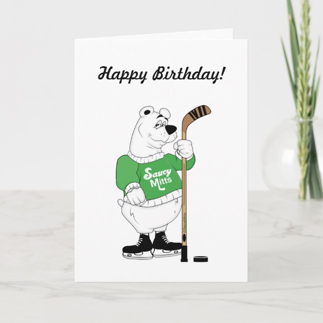 Hockey Polar Bear Birthday Kort (Framsida)
