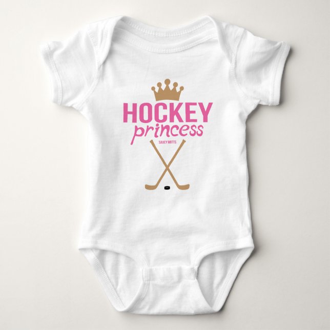 Hockey Princess Flicka Infant Bodykostym T Shirt (Framsida)