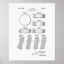Hockey Puck 1940 Patent Art - White Papper Poster