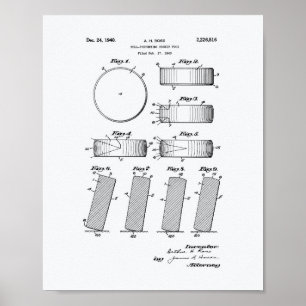Hockey Puck 1940 Patent Art - White Papper Poster