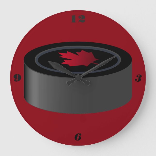 Hockey puck boll Clock Stor Klocka (Framsida)