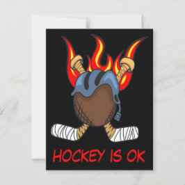 Hockey Puck in Flames with a Quote, underbart Spor Vykort