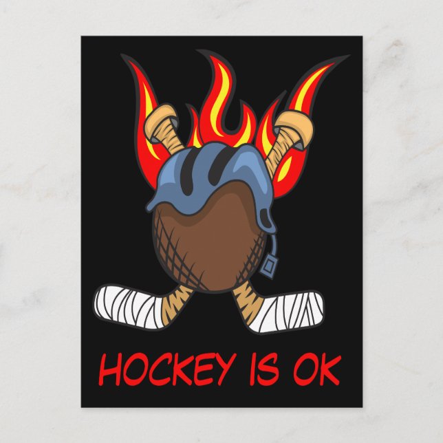 Hockey Puck in Flames with a Quote, underbart Spor Vykort (Framsida)