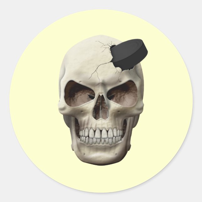 Hockey Puck in Skull Runt Klistermärke (Framsida)