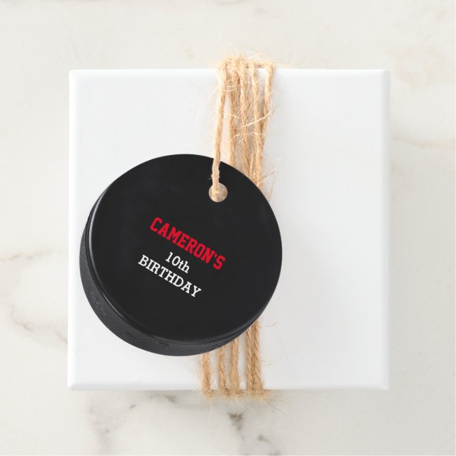 Hockey Puck Red Gåvor Etiketter (På plats)