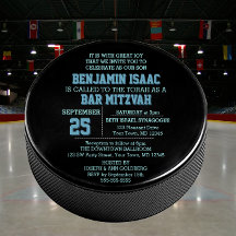 Hockey Puck Round Blue Pub Mitzvah-inbjudan