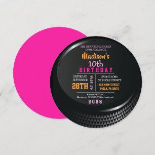 HOCKEY PUCK ROUND Flick kalas-inbjudan Inbjudningar