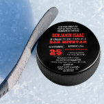 Hockey Puck Round Pub Mitzvah-inbjudan Inbjudningar<br><div class="desc">Dessa inbjudningar till chicen av avslappnader är perfekt för vilken sportig Pub Mitzvah-firande som helst. Varje textrad är fullt anpassade att säga precis vad ni vill! Hitta produkter för samordning i Pub Mitzvah Sports Collection.</div>