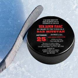 Hockey Puck Round Pub Mitzvah-inbjudan Inbjudningar