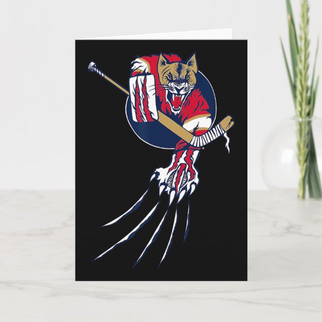 Hockey Puma Lejon Katt Is Djungel Djur Målvakt Log Kort (Framsida)