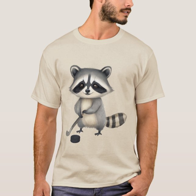 Hockey Raccoon Baseball Tee - Roligt Ice Hockey ⛸ (Framsida)
