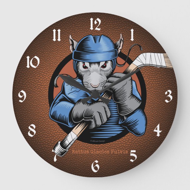 Hockey Råtta Large Clock Stor Klocka (Framsida)