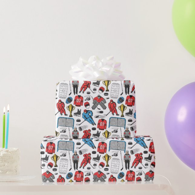 Hockey Referee Players Ice Skating Rink Mönster Presentpapper (Festgåvor)