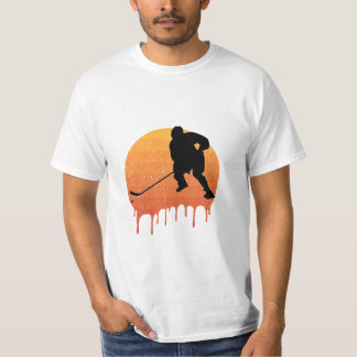 Hockey Retro Solnedgångsdesign T Shirt