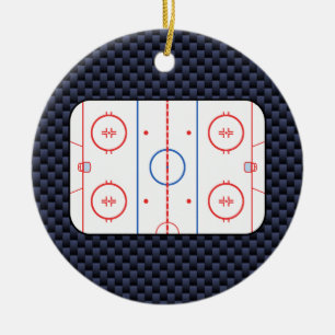 Hockey Rink-diagram på Blue Carbon Fiber Stil Julgransprydnad Keramik