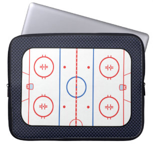 Hockey Rink-diagram på Blue Carbon Fiber Stil Laptop Sleeve
