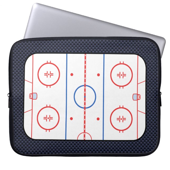 Hockey Rink-diagram på Blue Carbon Fiber Stil Laptop Sleeve (Framsidan)