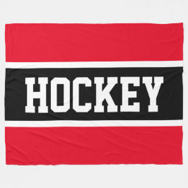 HOCKEY Roligt Athletic Bright Red White Black Rand Fleecefilt