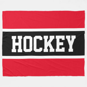 HOCKEY Roligt Athletic Bright Red White Black Rand Fleecefilt