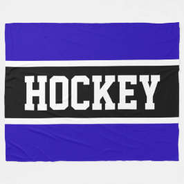 HOCKEY Roligt Athletic Royal Blue Black White Rand Fleecefilt