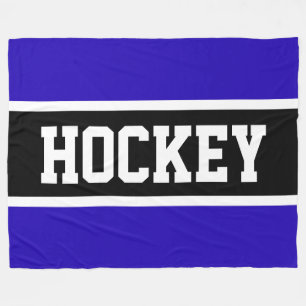 HOCKEY Roligt Athletic Royal Blue Black White Rand Fleecefilt