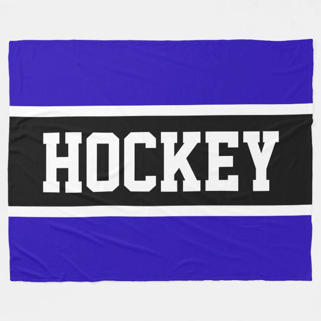HOCKEY Roligt Athletic Royal Blue Black White Rand Fleecefilt (Framsidan (Horisontell))