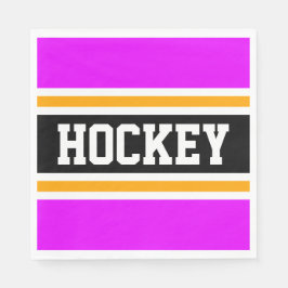 HOCKEY Roligt Bold Bright Rosa Black Gult Rand Pappersservett