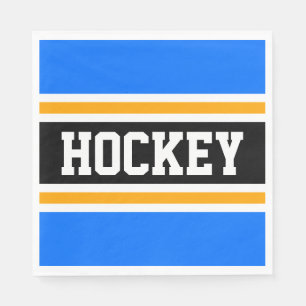 HOCKEY Roligt Bold, svart, ljusblå Gult Rand Pappersservett
