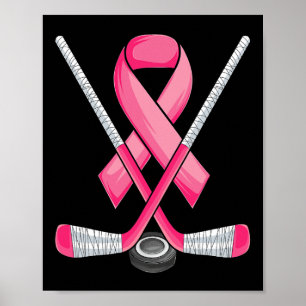 Hockey Rosa Ribbon Breast Cancer Awareness Sport L Poster