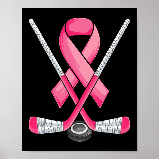 Hockey Rosa Ribbon Breast Cancer Awareness Sport L Poster (Framsidan)