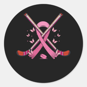 Hockey Rosa Ribbon Breast Cancer Awareness Sport L Runt Klistermärke