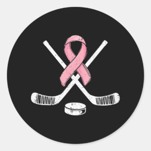 Hockey Rosa Ribbon Breast Cancer Awareness Sport Runt Klistermärke